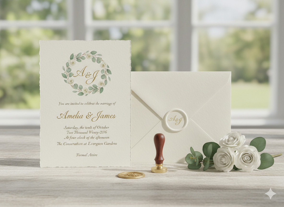 Wedding invitation and envelope
